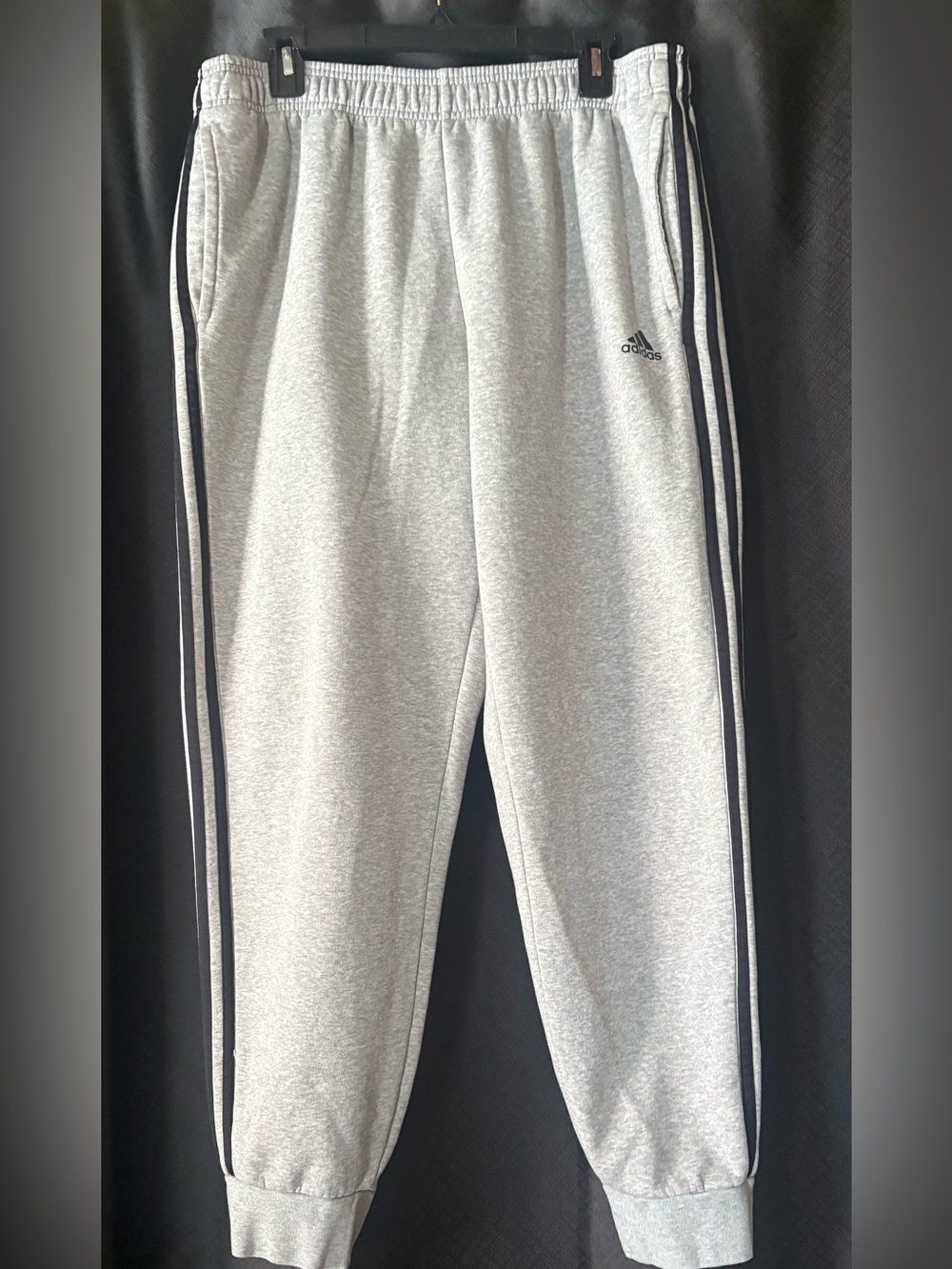 Adidas Light Gray Jogger Sweatpants with Black Side Stripes